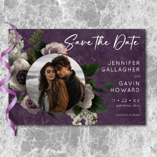 Save The Date Plum violet élégant Floral moderne Mariage photo