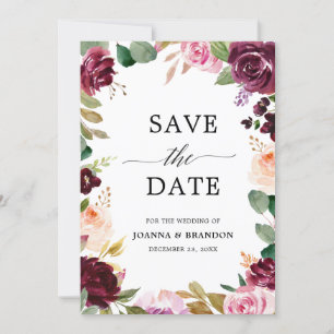 Save The Date Plum violet rose pâle Mariage végétal