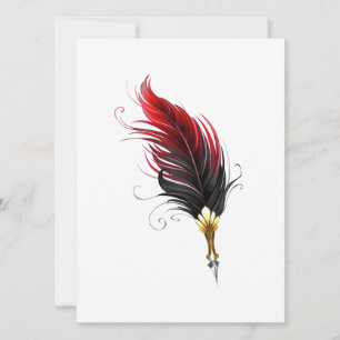 Save The Date Plume rouge avec pointe en or