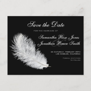 Save The Date Plumes blanches Noir Enregistrer la date