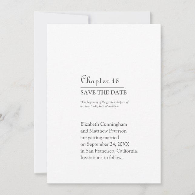 Save The Date Plus Grand Chapitre de Nos Vies | Mariage (Devant)