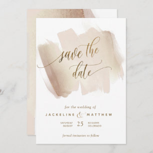 Save The Date Poche et Terracotta Brush Strokes Mariage minimal
