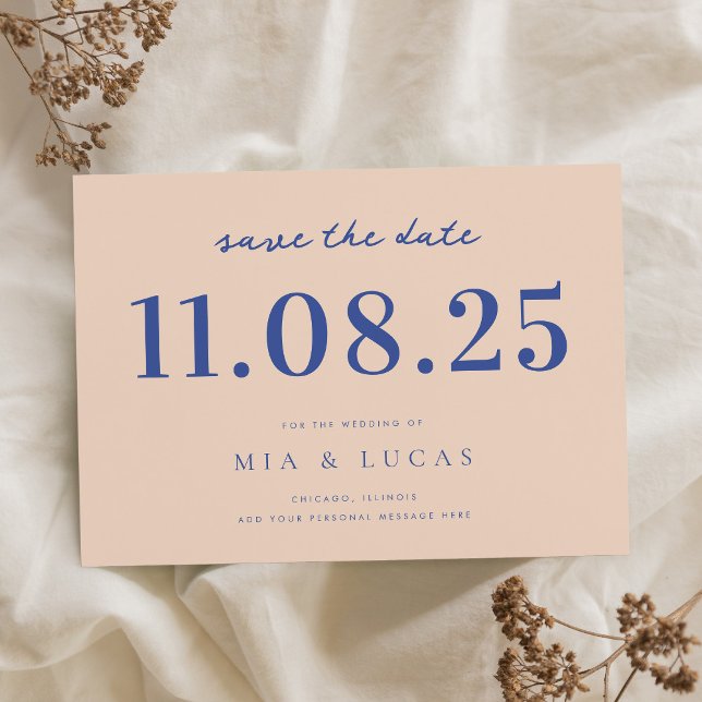 Save The Date Poche minimum bleu chic Mariage Date non photo (Créateur téléchargé)