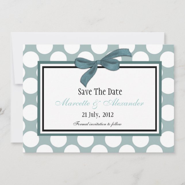 Save The Date Point Polka Bleu Enregistrer La Date (Devant)