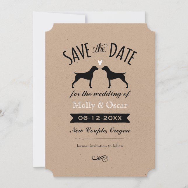 Save The Date Pointeurs allemands à cheveux court mariage Enregi (Devant)