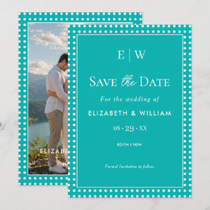 Save The Date Points blancs sur sarcelle – Mariage personnalisé