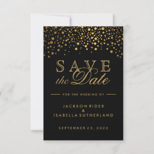 Save The Date Points Confetti Foil Noir et Or
