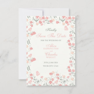 Save The Date Pois sucré Floral rose et crème