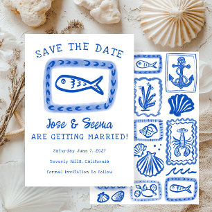 Save The Date Poisson mignon Main Draet Beachy Doux Personnalisé