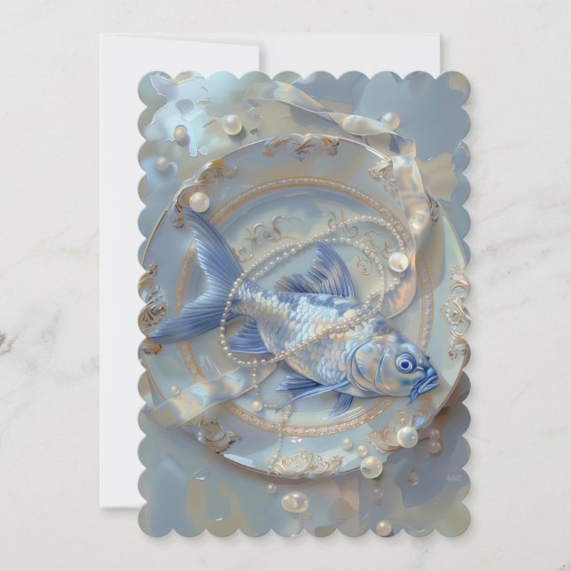 Save The Date Poisson - Taille de l'invitation plate : 12,7 cm x (Devant)