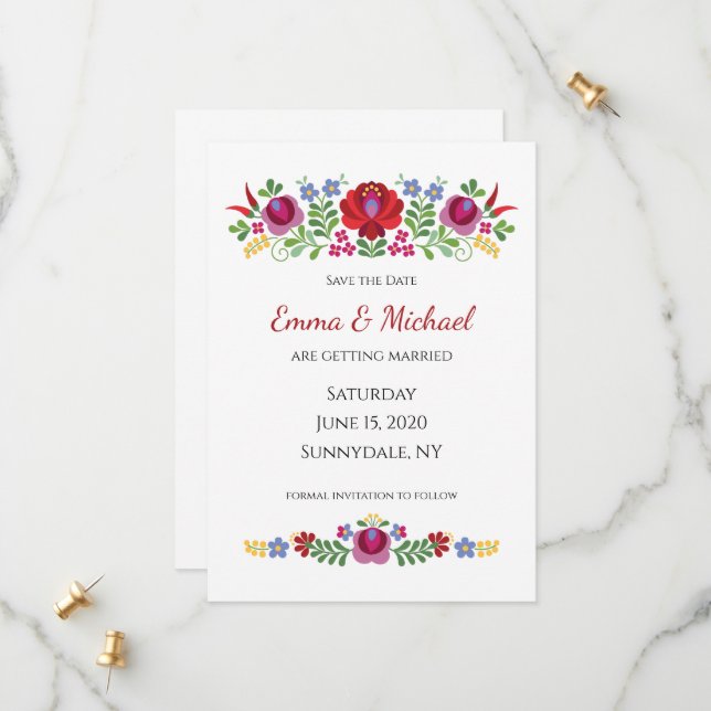 Save The Date Poivrons rouges design hongrois (Devant/Arrière en situation)