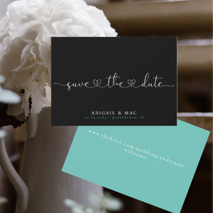 Save The Date Police Coeur noir et turquoise Enregistrer la date