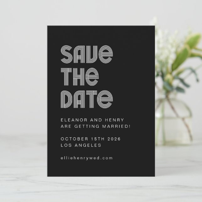 Save The Date Police de caractères Disco Rétro 70 Unique Noir Bl (Debout devant)