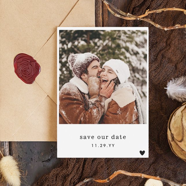 Save The Date Police de machine à écrire minimale Photo Coeur no (Créateur téléchargé)