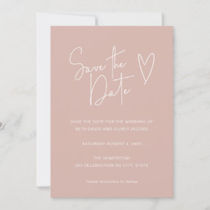 Save The Date Police de script moderne Blush Pink Photo Enregist