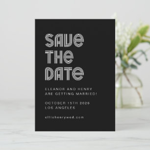 Save The Date Police Disco les années 70 rétro Mariage noir blan
