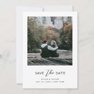 Save The Date Police mixte moderne simple encadrée en 2 photos