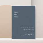 Save The Date Police Rétro minimaliste Mariage bleu foncé<br><div class="desc">Typographie minimaliste Retro Typographie Mariage Enregistrer la date dans Dusty Dark Blue</div>