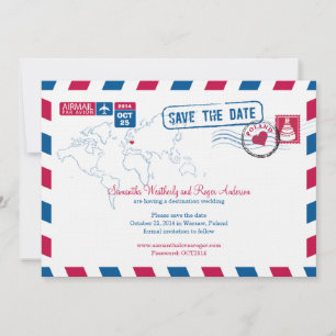 Save The Date Pologne Air Mail Mariage Enregistrer La Date