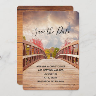 Save The Date Pont rustique en bois dans le Mariage campagnard