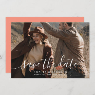 Save The Date Pop de corail minimaliste moderne Mariage photo co