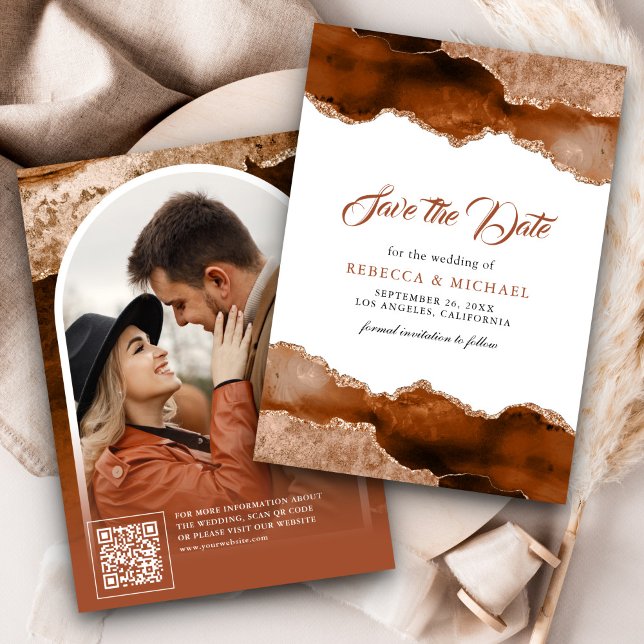 Save The Date Porte en terre cuite orange brûlée Mariage Photo (Créateur téléchargé)