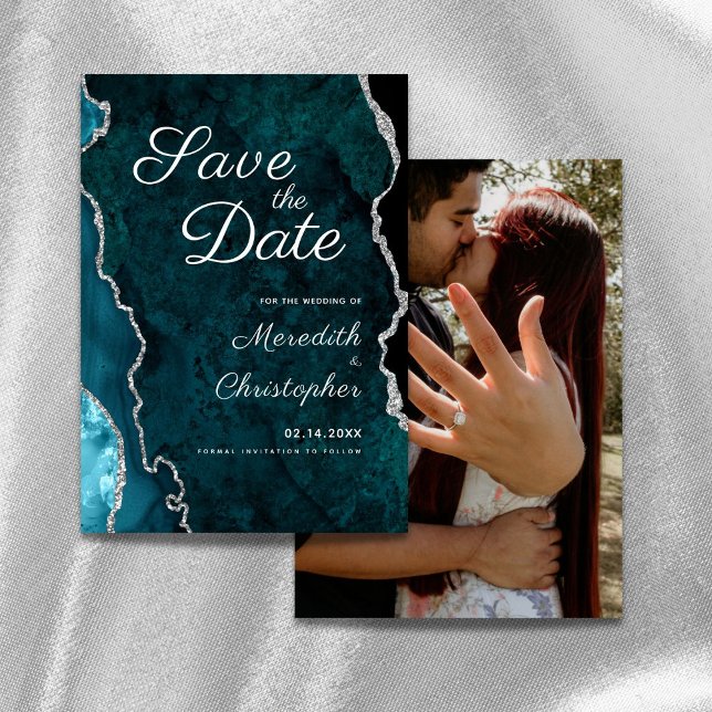 Save The Date Porte turquoise photo mariage Enregistrer la date (Créateur téléchargé)