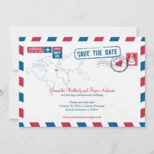Save The Date Portugal Air Mail Mariage Enregistrer La Date