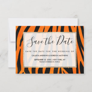 Save The Date Poster de animal de bandes de tigres noirs orange