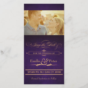 Save The Date Poster vintage Eggplant Purple Enregistrer la date