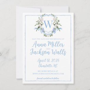 Save The Date Pot à gingembre en aquarelle Monogramme Blason, Bl