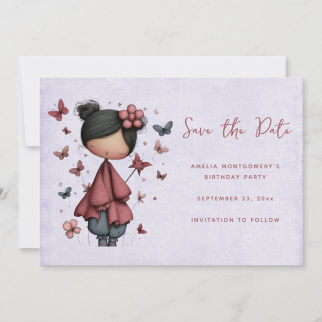 Save The Date Poupée de fée fantaisiste Rétro Mignonne (Devant)