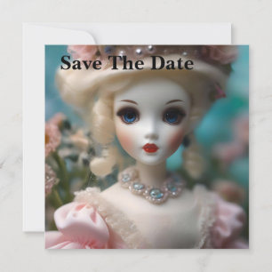 Save The Date Poupée Vintage bleue,