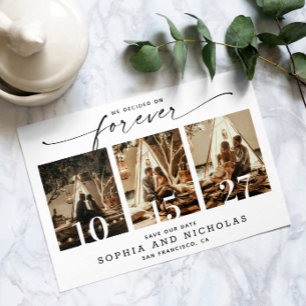 Save The Date Pour toujours. Black white script moderne photo co