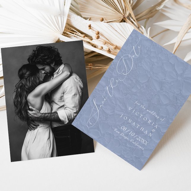 Save The Date Poussière de pervenche bleu simple (Créateur téléchargé)