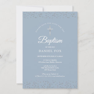 Save The Date Poussière d'étoiles argentées Baptême Christening