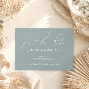 Save The Date Poussière Verte Douce Mariage Calligraphie Photo P