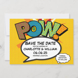 Save The Date POW Enregistrez la date Fun rétro bande dessinée P