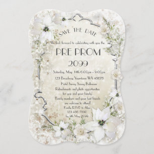 Save The Date Pré PromJunior, grand Gatsby, or, argent,