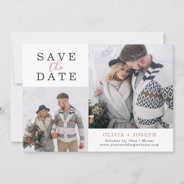 Save The Date Préciser | Deux Mariages Photo Enregistrer La Date (Devant)