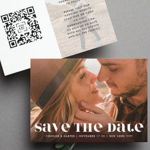 Save The Date Premium Bold Modern QR CODE Texte Deux photos