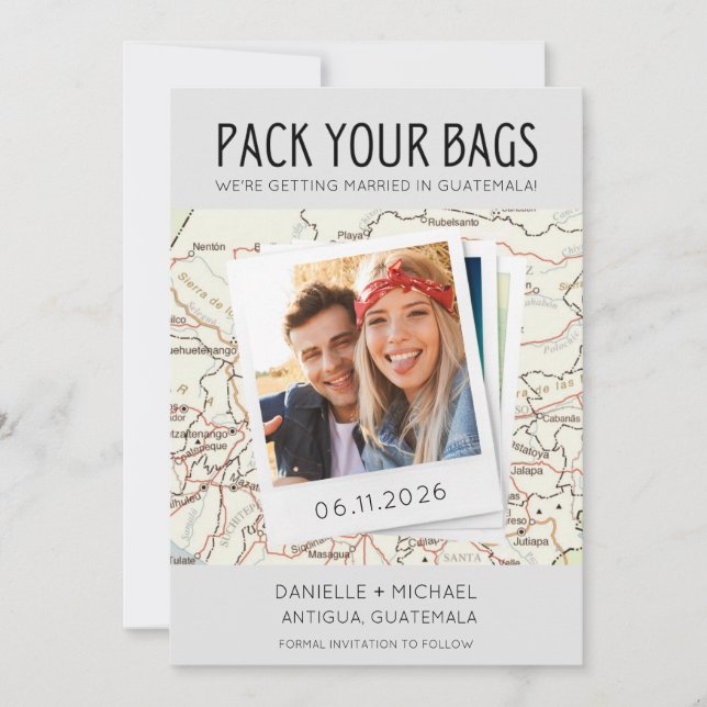 Save The Date Préparez Vos Bagages Mariage Destination Guatemala (Devant)