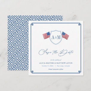 Save The Date Preppy All-American Red White Blue Mariage