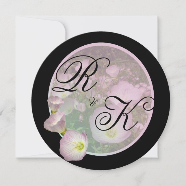 Save The Date Primrose fleurs roses gras rayures Monogramme (Devant)