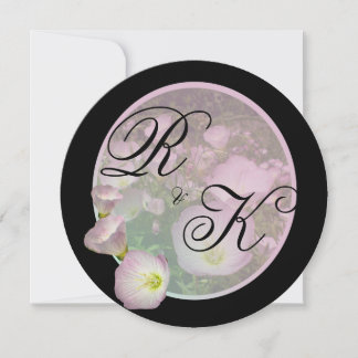 Save The Date Primrose fleurs roses gras rayures Monogramme