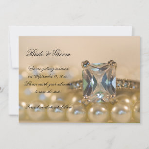 Save The Date Princess Diamond Ring Pearls Wedding Enregistrer l