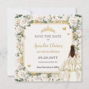 Save The Date Princesse Quinceañera Champagne Robe Rose ivoire