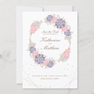 Save The Date Printemps Aquarelle Succulents Mariage Enregistrer