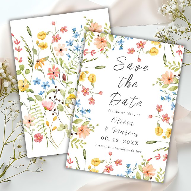 Save The Date Printemps Élégant Fleur sauvage moderne (Créateur téléchargé)