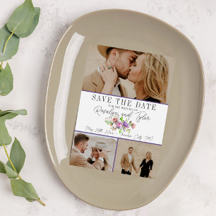 Save The Date Printemps Floral Purple Peach Enregistrer La Date